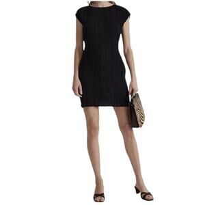 NWOT MADEWELL Black Plissé Mini Tee Crinkle Dress Women’s‎ Size 12